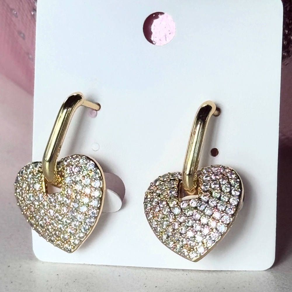 Sparkling Gold Heart Earrings
